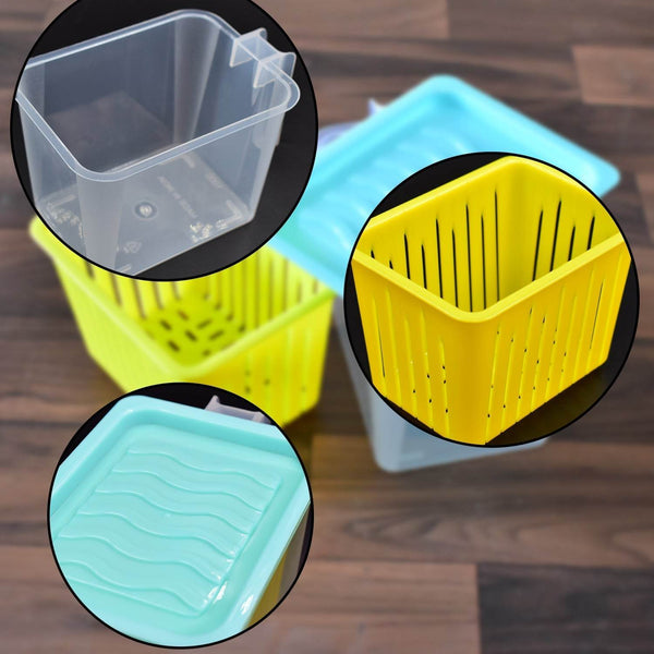 Fridge Storage Containers with Handle Plastic Storage Container for Kitchen(4 Pcs Set) - dailyneed.life