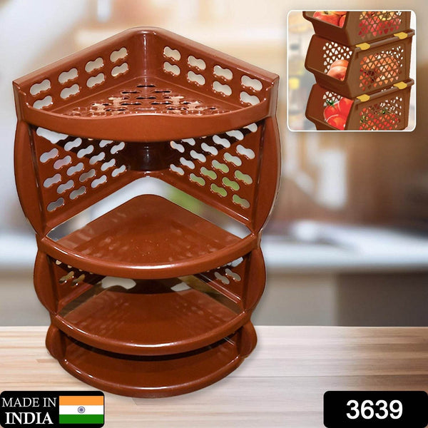 Multi Purpose Plastic Corner Rack a Stylish Storage Shelf for Kitchen / Living Room / Bathroom (1 Pc / 3 Layer ) - dailyneed.life