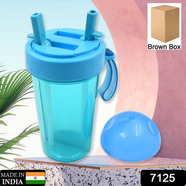 2 Drinks in 1 Cup Water Bottle, Stable Sturdy Dual Use Bottle 2 Straws for Shopping Travel for Outdoor Activities (1 Pc) - dailyneed.life