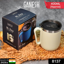 Ganesh Premium Stainless Steel Coffee Mug with heat resistant mug lid. Approx 400Ml mug. - dailyneed.life