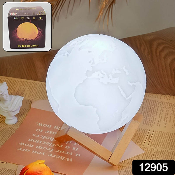 3D Moon Night Lamp with Stand (Color Box / White & Yellow Light / 1 Pc) - dailyneed.life