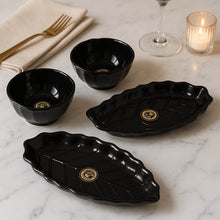 Ertiga Round Ceramic Bowl With Plastic leaf shape Serving platter Portable, Lightweight Breakfast, Serving Bowl | Highly Durable Material | Ideal for Rice, Pasta, Desserts Home & Kitchen Serving Bowl & platter (4 Pcs set) - dailyneed.life