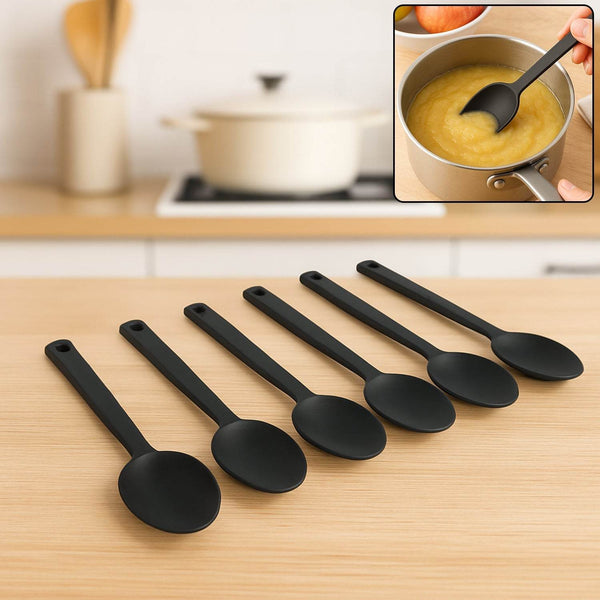 Multipurpose Silicone Spoon, Silicone Basting Spoon Non-Stick Kitchen Utensils Household Heat-Resistant Non Stick Spoons Kitchen Cookware Items For Cooking and Baking (6 Pcs Set) - dailyneed.life