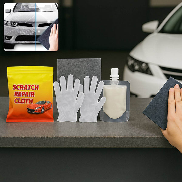 Nano Magic Car Scratch Remover Cloth, Multipurpose Scratch Repair Cloth, Cloth for Car Paint Scratch Repair, Easy to Repair Slight Scratches on the Surface Polishing Repeatable Use for All Kinds of Car (45 ML Repair Solution, 2 Gloves, 2 nano Cloth) - dailyneed.life
