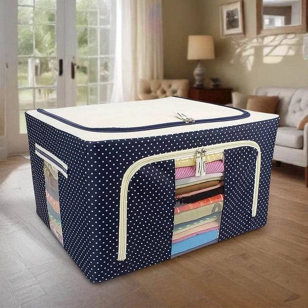 Foldable Steel Frame Clothes Living Storage Organizer Handled Bag - dailyneed.life