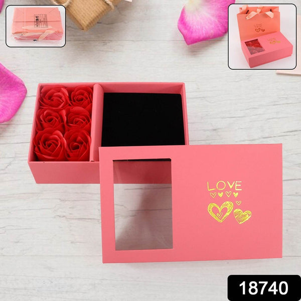 Jewellery Gift Box with Lids & Roses Packaging Box with 6 Roses (1 Set) - dailyneed.life