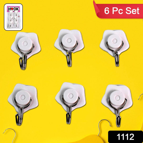 Multipurpose Self Adhesive Plastic Wall Hooks - 6 pcs - dailyneed.life
