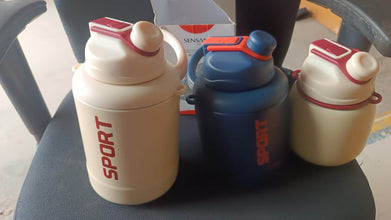 Sports Vacuum Bottle with Shoulder Strap 1 Pc Stylish Mix Design & Size - dailyneed.life