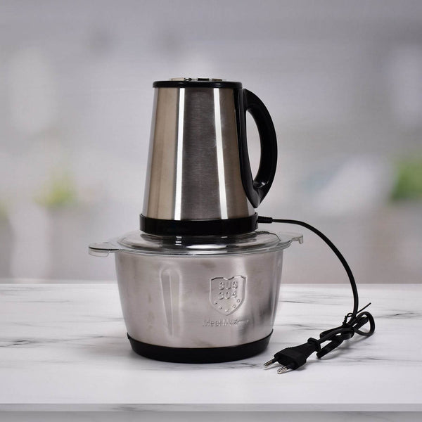 STAINLESS STEEL ELECTRIC MEAT GRINDERS WITH BOWL HEAVY FOR KITCHEN FOOD CHOPPER, MEAT, VEGETABLES, ONION , GARLIC SLICER DICER, FRUIT & NUTS BLENDER (2L, 250WATTS) - dailyneed.life