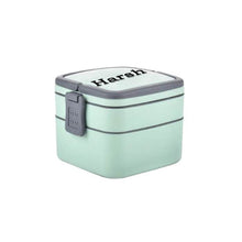 Customized GREEN DOUBLE-LAYER PORTABLE LUNCH BOX STACKABLE WITH CARRYING HANDLE AND SPOON LUNCH BOX , Bento Lunch Box - dailyneed.life