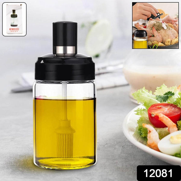 Clear Glass Oil Dispenser Bottle with Integrated Silicone Basting Brush (250ml Approx) - dailyneed.life