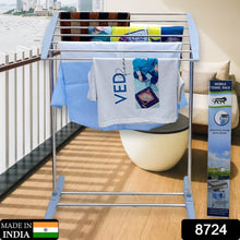 Multi-Functional Single Tier Mobile Towel Foldable Rack for Cloth and Towel / Stainless Steel and Plastic Made Mobile Towel and Cloth Rack Holder Indoor / Outdoor Standing Movable Cloth Dryer Rack, Balcony Cloth Drying Stand - dailyneed.life