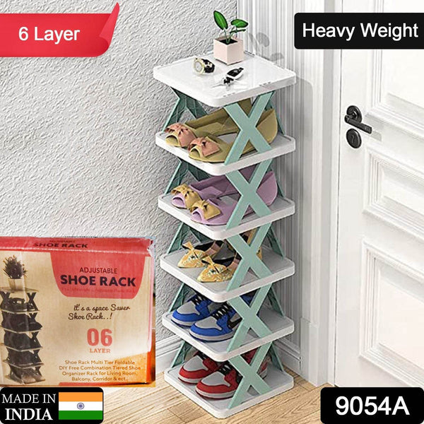 6 LAYER SHOE RACK DESIGN LIGHTWEIGHT ADJUSTABLE PLASTIC FOLDABLE SHOE CABINET STORAGE PORTABLE FOLDING SPACE SAVING SHOE ORGANIZER HOME AND OFFICE - dailyneed.life