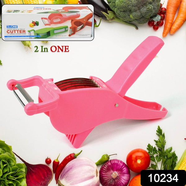 Plastic 2 in 1 Vegetable & Fruit Multi Cutter 5 Blade Vegetable Cutter with Peeler (1 Pc / Multicolor) - dailyneed.life
