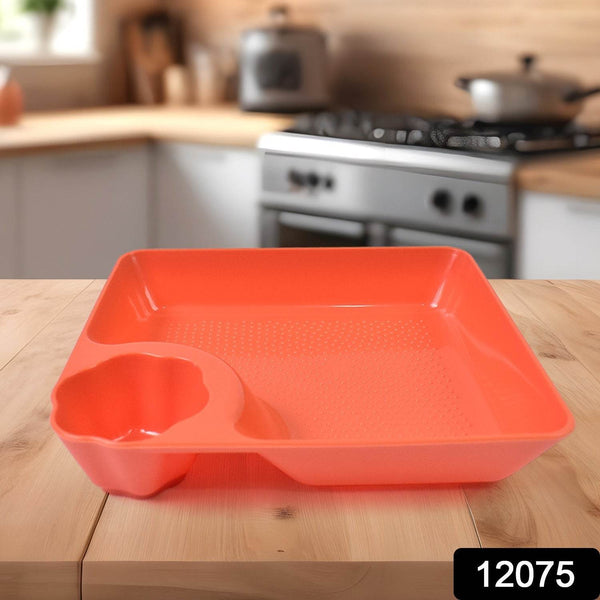 Plastic Plates with Dipping Saucer & Round Dip Part (1 Pc / 18×16 Cm / 1 Pc) - dailyneed.life