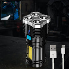 Multifunctional Strong 4 LED Torch Light, Portable Rechargeable Flashlight Long Distance Beam Range 800 Lumens COB Light 4 Mode Emergency for Hiking, Walking, Camping (4 LED Torch) - dailyneed.life