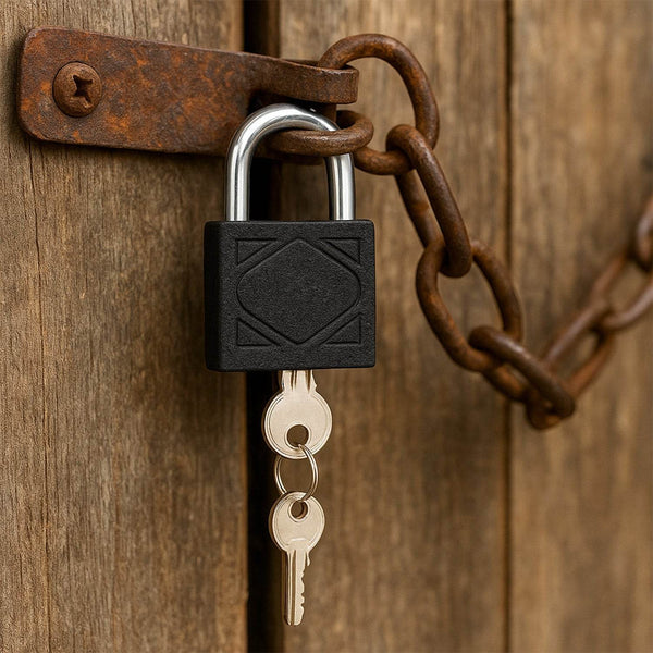 Thickened Black Iron Padlock – Brass Core, Waterproof, Anti-Theft (75/60/32mm) - dailyneed.life