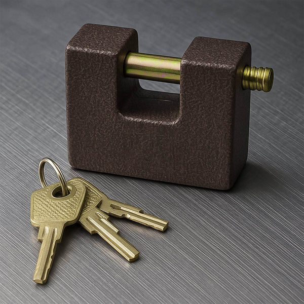 Iron lock, Brass Core and Thickened Spray Black Iron Door Lock With 5 pc Keys for Home Dormitory, Waterproof Antirust Anti-theft locks Outdoor Gate Shed Locks Warehouse Big Iron Door Drawer Lock (63 mm ) - dailyneed.life