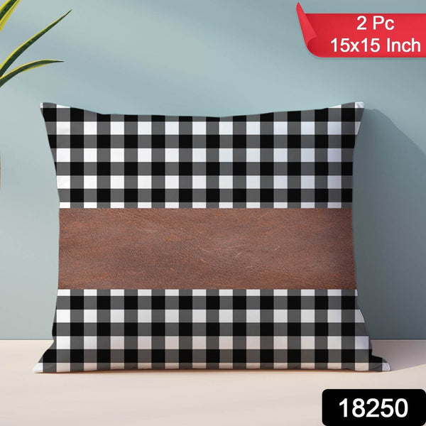 Pillow Covers, Leather & Cotton Cushion Covers (15 × 15 Inch / 1 Pair / 2 Pc) - dailyneed.life