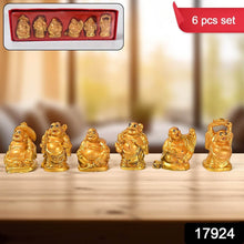 Golden Laughing Buddha Set Of Six Pieces Statue For Happiness, Wealth & Good luck Decor For Wealth and Success (6 Pcs Set) - dailyneed.life