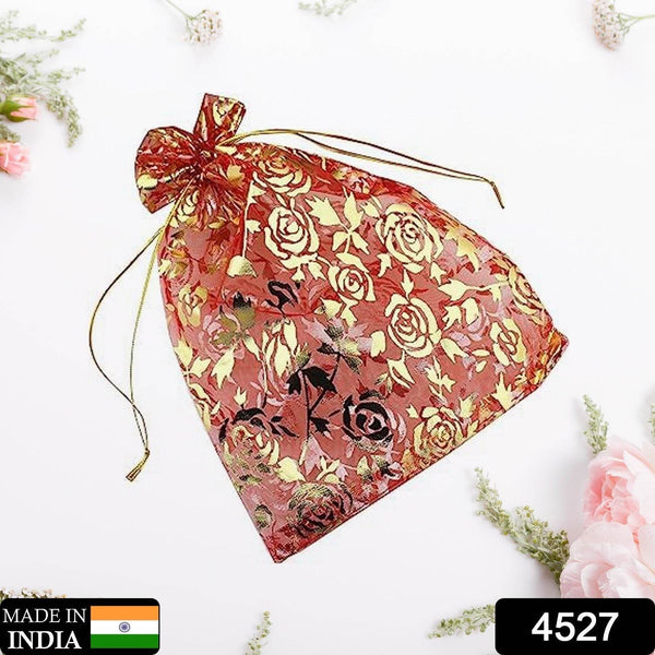 Net Fabric Drawstring Pouch – Ideal for Dry Fruits, Organza Shagun Potli (Mix Sizes & Design) - dailyneed.life