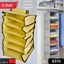 6 Shelf Hanging Closet Organizer, Space Saver, Sweater & Clothing Shelves, Breathable Material Keeps Away Dust & Odors, - dailyneed.life