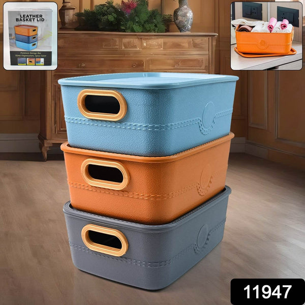 3-Piece Plastic Multipurpose Storage Basket Bin Set with Handle (3 Pcs Set) - dailyneed.life