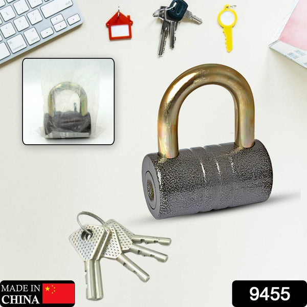 Heavy-Duty Iron Padlock – 82mm Black Spray Lock with Brass Core & 5 Keys, Waterproof & Anti-Theft - dailyneed.life