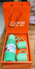 Green Vacuum Flask Set – Stainless Steel Thermos with 3 Cups, Approx 500ml - dailyneed.life