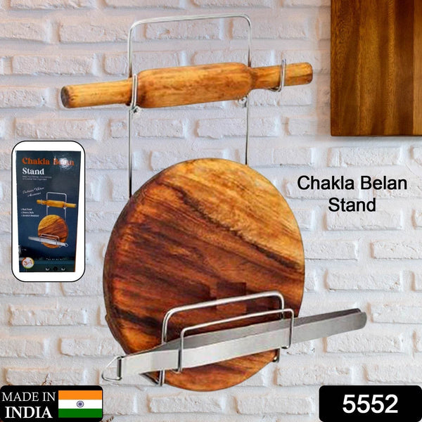 Chakla Belan Chimta Stand Rolling Pin Board Tong Holder Silver Stainless Steel Multi-Purpose Rack for Kitchen (1 Pc ) - dailyneed.life