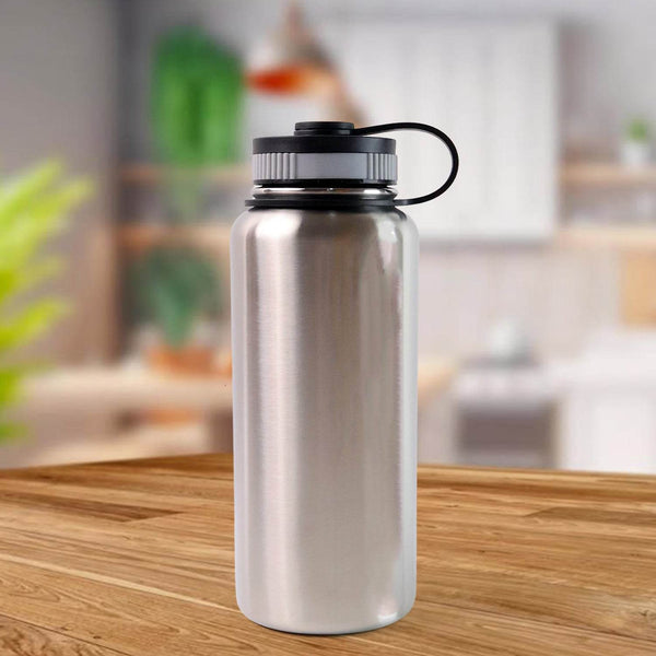Silver Stainless Steel Double Wall Vacuum-Insulated Drink Water Bottle (1000 ML) - dailyneed.life