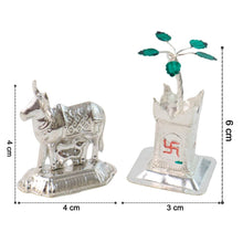 Silver-Plated Kamdhenu Cow & Tulsi Plant Pair – Pooja & Home Décor - dailyneed.life