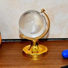 Small Crystal Globe Table Showpiece with Golden Stand (1 Pc) - dailyneed.life