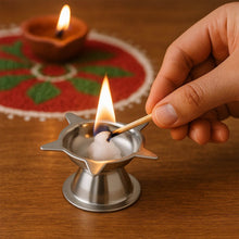 Stainless Steel Lotus Design Diya (1 Pc) - dailyneed.life