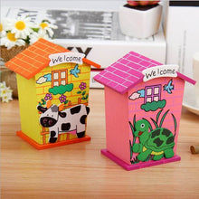 Cute Cartoon House Shaped Lovely Wooden Piggy Bank Money Bank - dailyneed.life