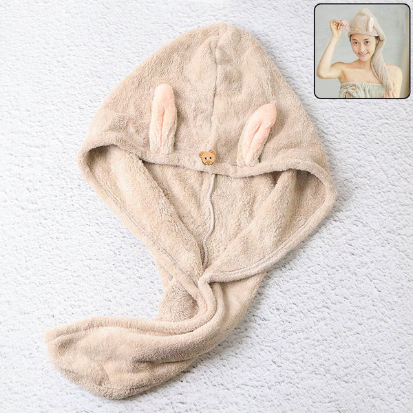 Cute Animal Ear Hooded Hair Drying Towel Wrap (1 Pc) - dailyneed.life