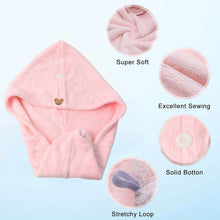 Soft Microfiber Hair Drying Towel Wrap with Cute Teddy Bear Button (1 Pc) - dailyneed.life