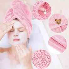 Soft Microfiber Hair Drying Towel Wrap with Cute Teddy Bear Button (1 Pc) - dailyneed.life