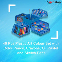 46 Pcs Plastic Art Colour Set with Color , Crayons, Oil Pastel and Sketch Pens - dailyneed.life