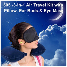 3in1 Air Travel Kit with Pillow, Ear Buds & Eye Mask - dailyneed.life