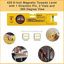 8-inch Magnetic Torpedo Level with 1 Direction Pin, 2 Vials and 360 Degree View - dailyneed.life