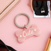 Cute Bone-Shaped Acrylic Keychain with Stylish Typography - dailyneed.life