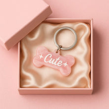 Cute Bone-Shaped Acrylic Keychain with Stylish Typography - dailyneed.life