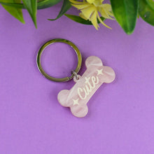 Cute Bone-Shaped Acrylic Keychain with Stylish Typography - dailyneed.life