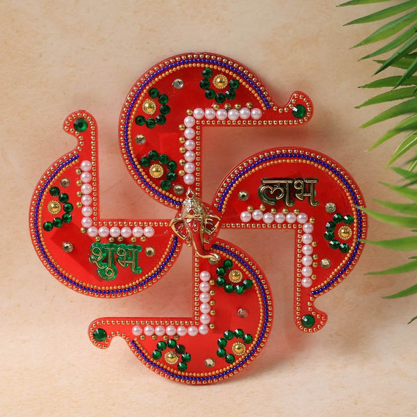 Acrylic Swastik Shubh Labh Wall Hanging (1 Pc) - dailyneed.life