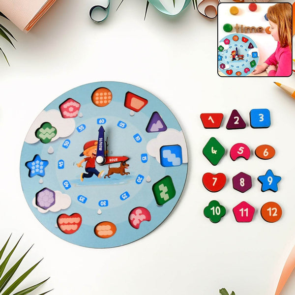 Aditi Wooden Educational Learning Clock Toy with Movable Hands - dailyneed.life