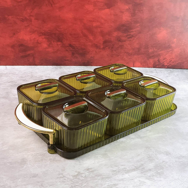 Liger Multipurpose Transparent Spice Jar Set with Tray and Lids 400ML Approx (6 Pc) - dailyneed.life
