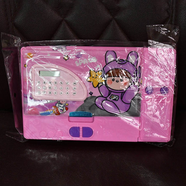 Multi-Functional Space Theme Pencil Box with Built-in Calculator (1 Pc) - dailyneed.life