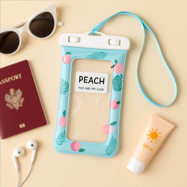 Waterproof Peach Transparent Mobile Pouch with Neck Strap (1 Pc) - dailyneed.life