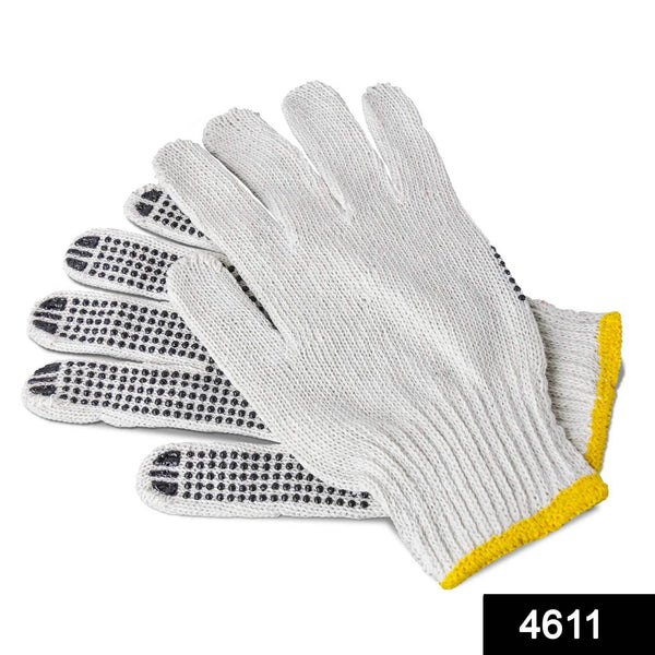 Unisex Knitted / Sewing Cotton Plain Hand Gloves Raw White - dailyneed.life